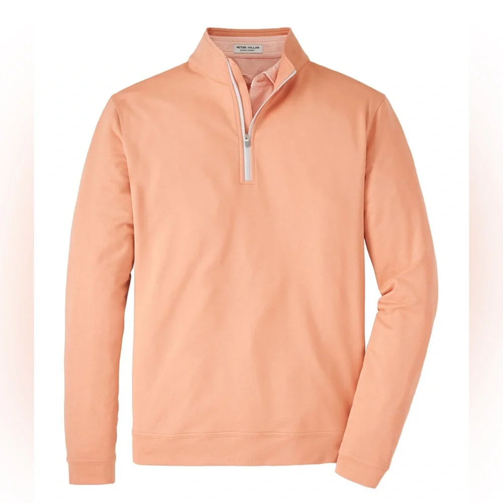 Peter Millar Perth Melange Performance Quarter Zip Men’s XXL Sea Star Orange